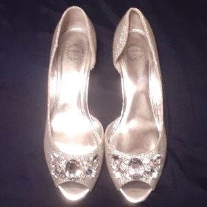 Silver glitter wedges